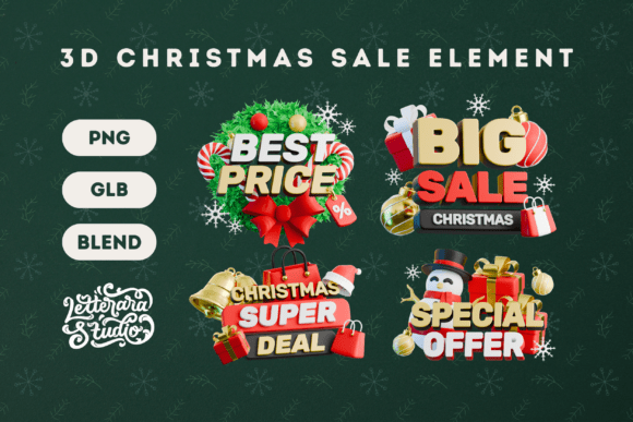 Bring the Magic of Christmas to Life with 3D Christmas Sale Element 02