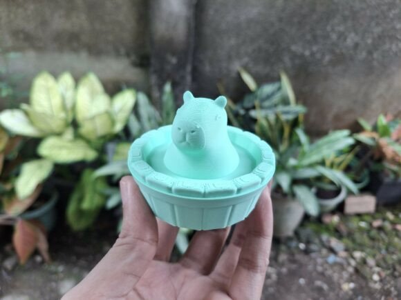 Capybara in Wooden Tub 3D Print Model: A Charming Addition to Your Collection