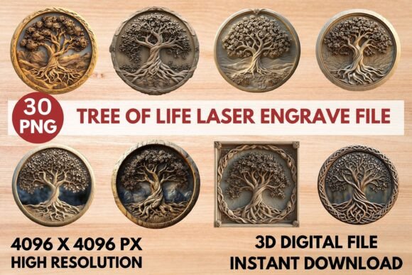Celebrate Balance, Growth, and Artistry with the Tree of Life Laser Engrave PNG Set