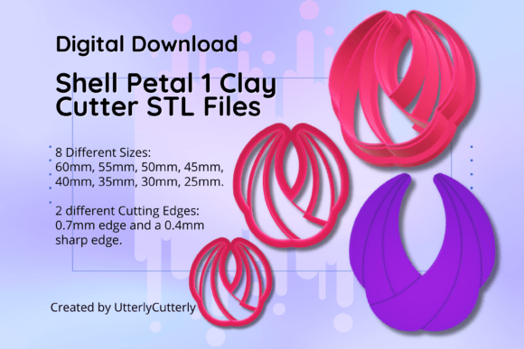 Discover the Versatile Clay Cutter STL File Shell Petal- Elegan
