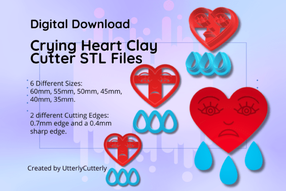 Discover the Versatile Crying Heart Clay Cutter STL File for Earrings and More