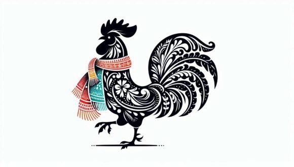 Discover the Versatile Rooster Wearing a Scarf: A Creative and Practical Digital Illustration