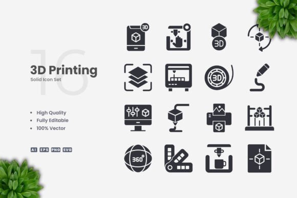Explore Versatile 3D Printing Solid Icons